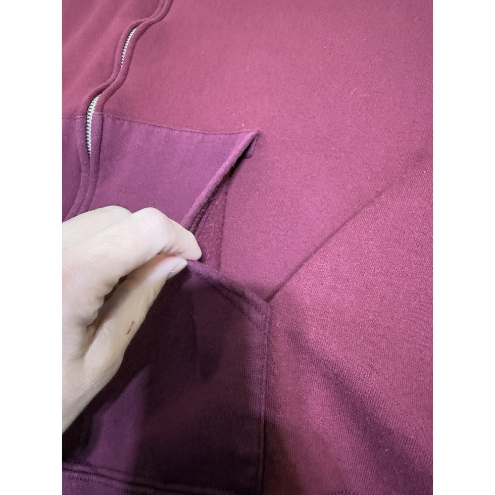 Vintage 90s Starter Mens XL Faded Heavyweight Blank Full Zip Hoodie Maroon WORN‎ - Picture 5 of 16